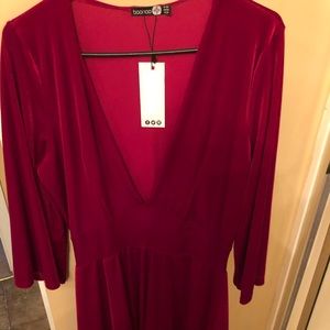 Red velvet skater dress